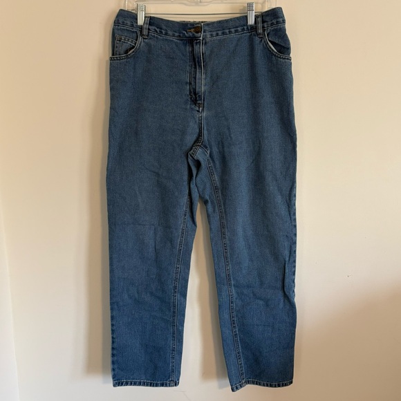 Woman Within Perfect Cotton Back Elastic Denim Straight Jeans Size 14W - Picture 1 of 7